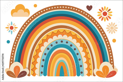 Retro Boho Sublimation Art – Watercolor PNG for Apparel
