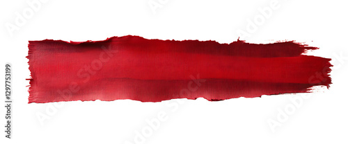 red tape on a white background a strip of torn red paper tape displaying a textured surface and uneven edges isolated on a white background