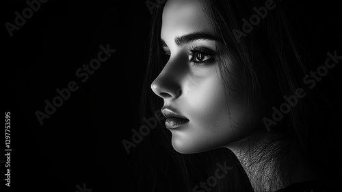 Side view under black and white light and shadow