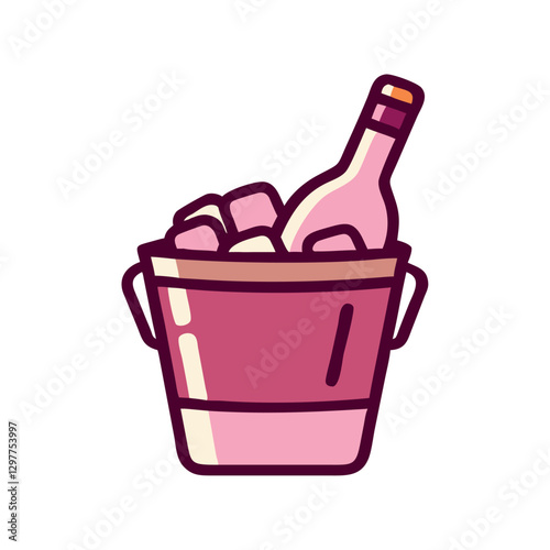 Wine Bottle with Ice Bucket Icon
