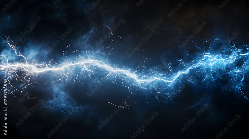 of a powerful electrical discharge breaking through the air in darkness of a powerful electrical discharge breaking through the air in darkness