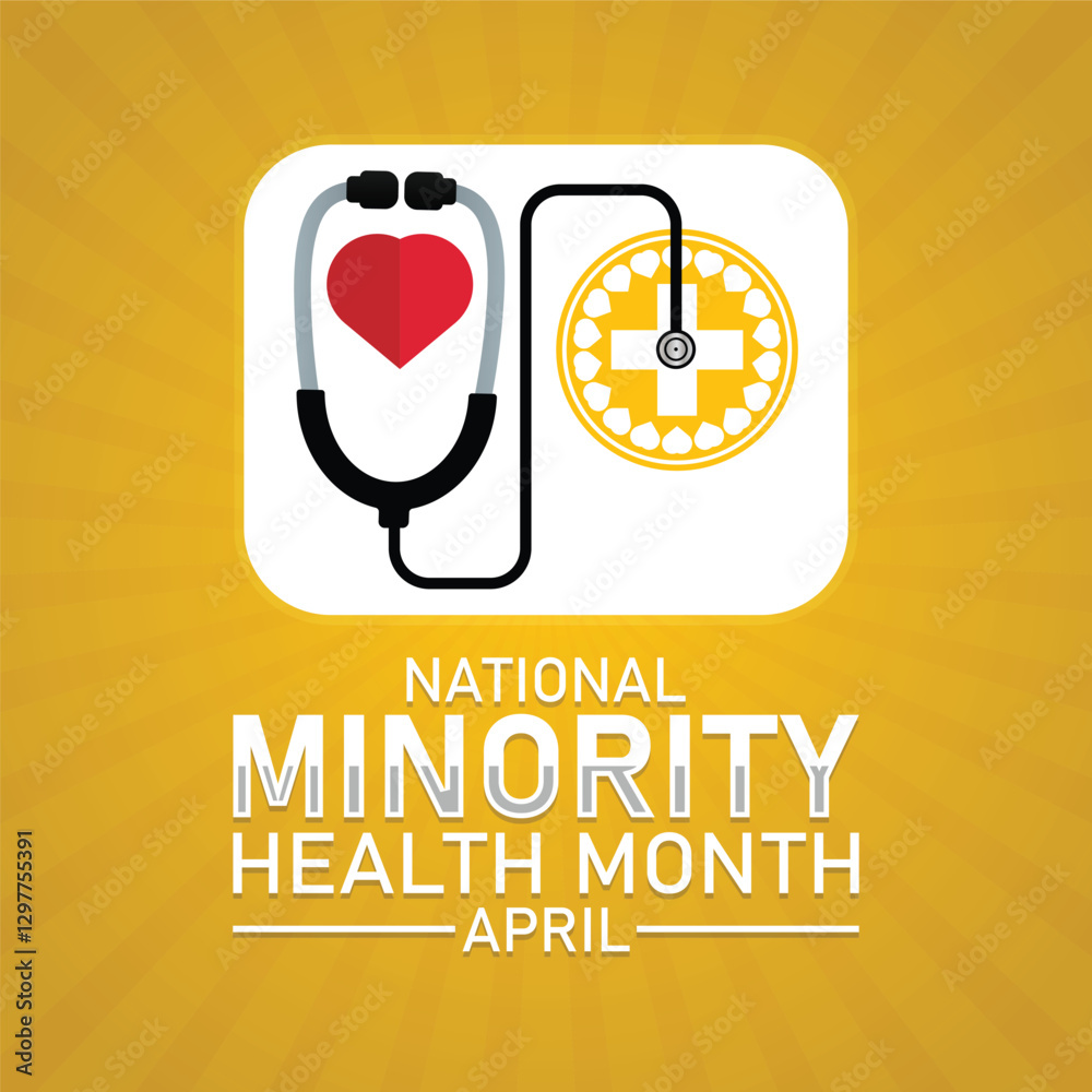Naklejka premium National Minority Health Month April: Equity, Wellness, and Healthcare Access