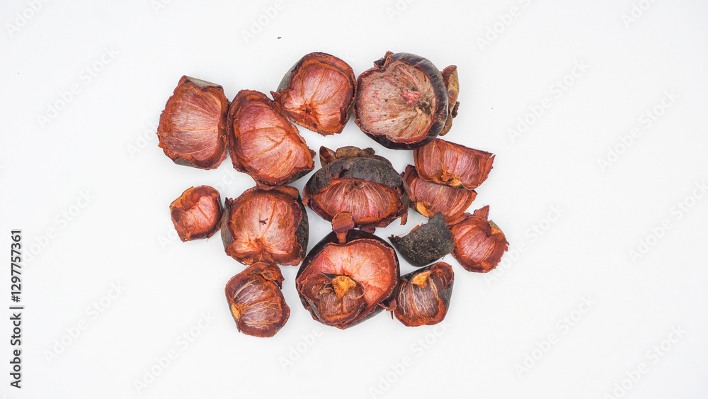 Bunch of Mangosteen Peel Isolated on White Background Bunch of Mangosteen Peel Isolated on White Background