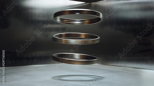 rings suspended in mid-air due to magnetic repulsion forces 