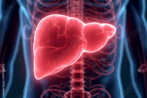 The liver is an internal organ of the human body, liver that is damaged by neglect, liver illustration