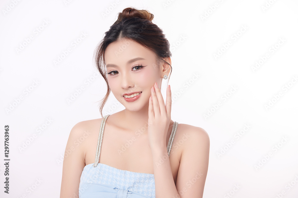 Beautiful young asian woman with clean fresh skin on white background, Face care, Facial treatment, Cosmetology, beauty and spa, Asian women portrait. Beautiful young asian woman with clean fresh skin on white background, Face care, Facial treatment, Cosmetology, beauty and spa, Asian women portrait.