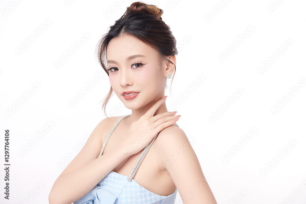 Beautiful young asian woman with clean fresh skin on white background, Face care, Facial treatment, Cosmetology, beauty and spa, Asian women portrait. Beautiful young asian woman with clean fresh skin on white background, Face care, Facial treatment, Cosmetology, beauty and spa, Asian women portrait.