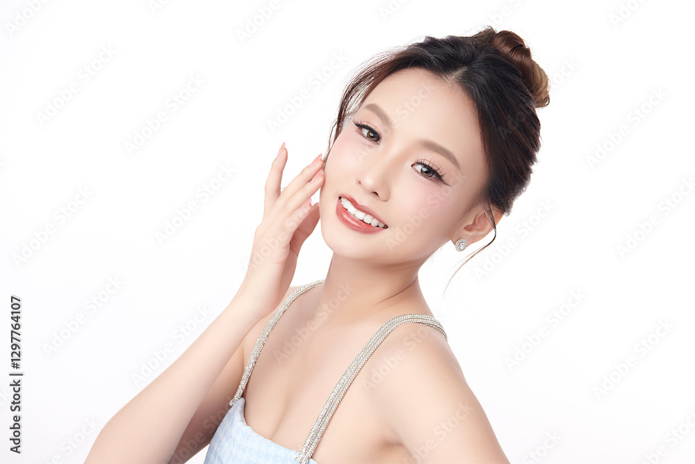 Beautiful young asian woman with clean fresh skin on white background, Face care, Facial treatment, Cosmetology, beauty and spa, Asian women portrait. Beautiful young asian woman with clean fresh skin on white background, Face care, Facial treatment, Cosmetology, beauty and spa, Asian women portrait.