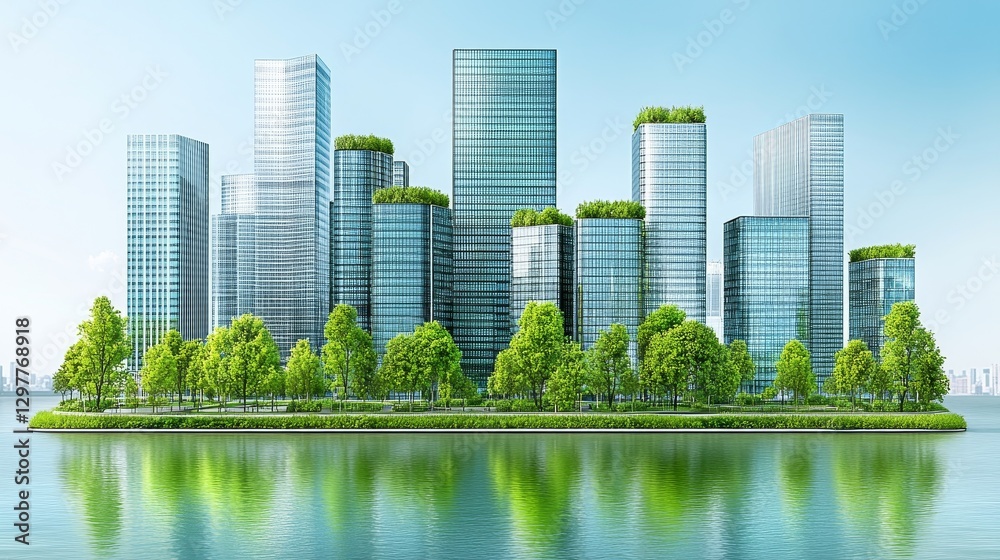 Sustainable urban landscape with green buildings eco friendly city concept integrating nature and architecture for a better planet future Sustainable urban landscape with green buildings eco friendly city concept integrating nature and architecture for a better planet future