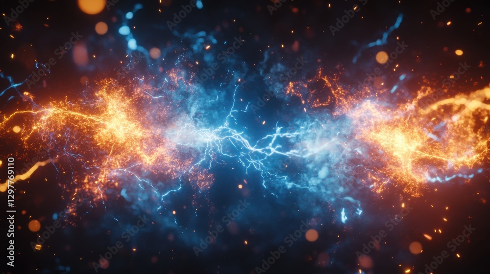 Fototapeta premium Clash of Elements: Fire and Ice Digital Art