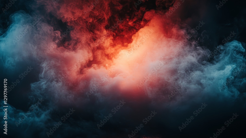 Abstract cloud of smoke with red and blue hues Abstract cloud of smoke with red and blue hues