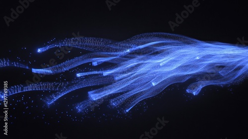 Abstract Blue Light Trails: A Digital Art Piece