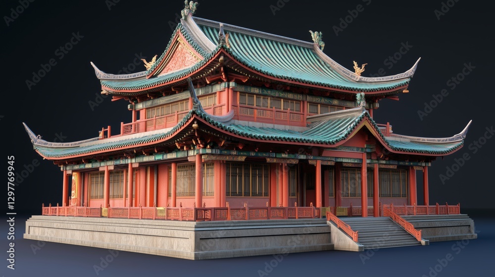 Naklejka premium Oriental architecture with ancient charm and splendor