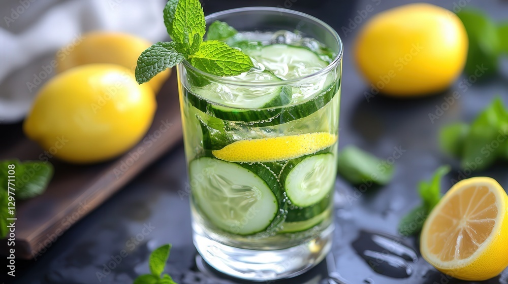 hydrating cucumber and mint-infused water with lemon for detox support hydrating cucumber and mint-infused water with lemon for detox support