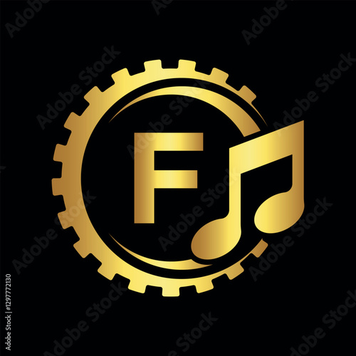 Industrial Logo combine with letter F vector template