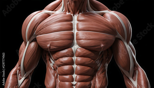 Detailed Male Muscle Anatomy 3D Render