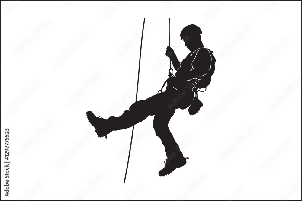 Obraz premium Mountain Descent: Rappelling Through the Adventure