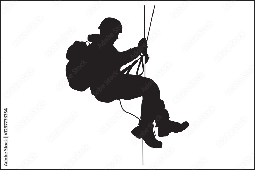 Fototapeta premium Mountain Descent: Rappelling Through the Adventure