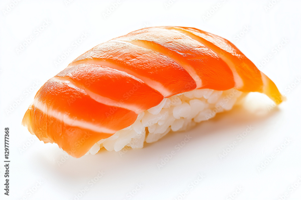 Fresh Salmon Sushi on White Background Fresh Salmon Sushi on White Background