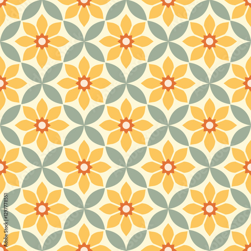 Scandi Retro Vintage Floral Patterns, Seamless Geometric Floral Patterns and Backgrounds, Digital Paper