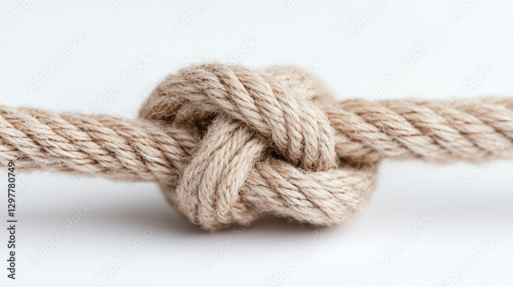 Fototapeta premium Close up of a knot tied in light beige rope