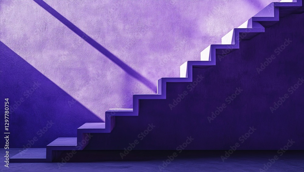 Purple Concrete Staircase Against a Textured Wall Purple Concrete Staircase Against a Textured Wall