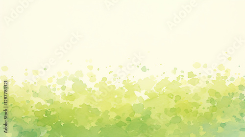 明るい若草色のにじみ模様の水彩イラスト背景