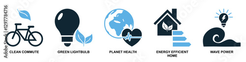 set of sustainable and ecology icon vectors featuring nature, recycling, renewable energy, and eco-friendly concepts. Ideal for environmental projects, green business