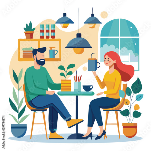 people-in-cafe-couple-man-and-woman-relaxing-vector