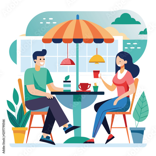 people-in-cafe-couple-man-and-woman-relaxing-vector