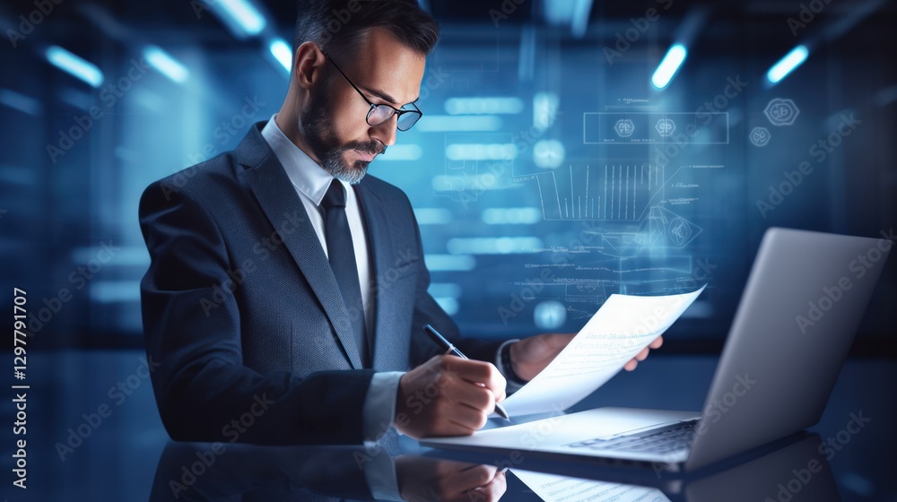 Businessman checking document articles of association Terms and Conditions Businessman checking document articles of association Terms and Conditions