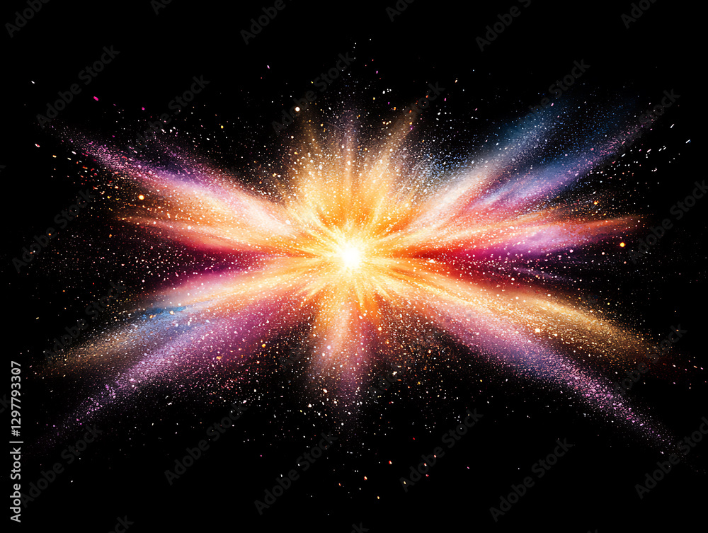 Fototapeta premium Stellar explosion phenomenon outer space digital art cosmic environment wide angle universal concept