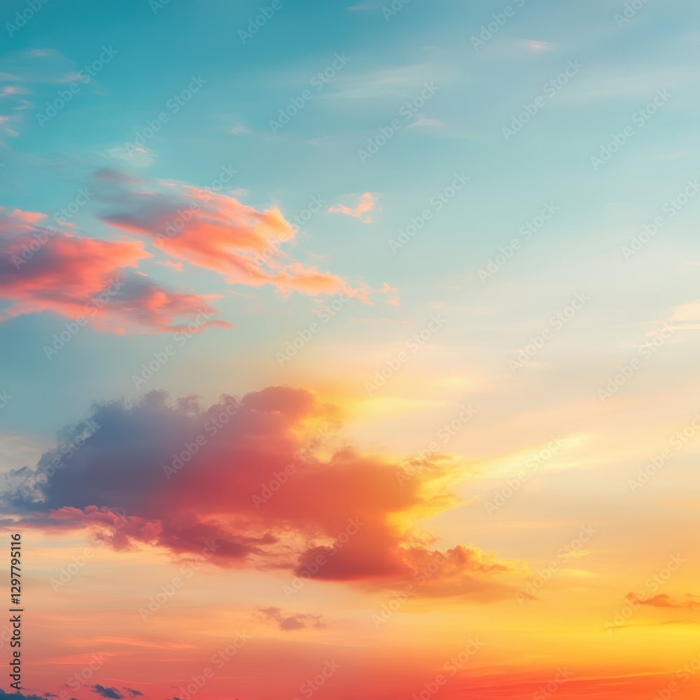 Fototapeta premium Vibrant sunset sky, colorful cloudscape.