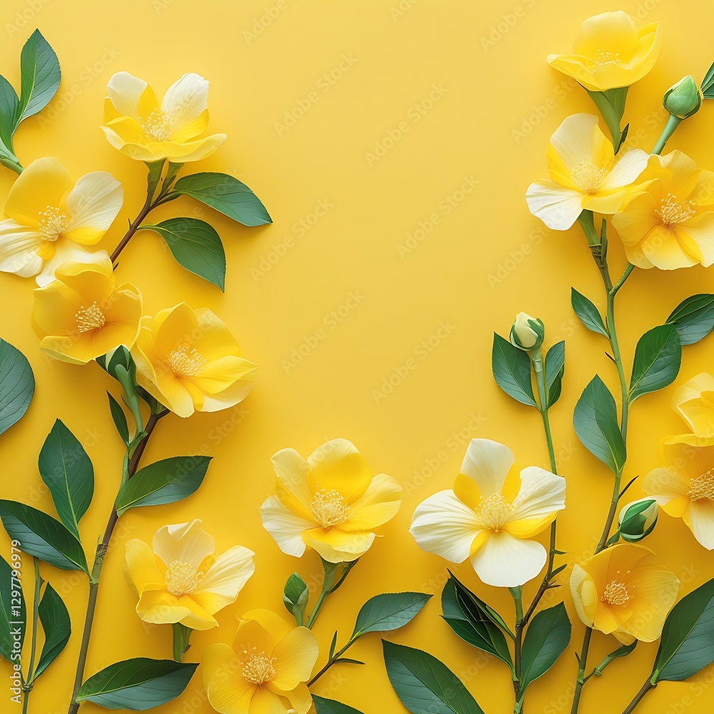Fototapeta premium Women's Day yellow flowers on white background