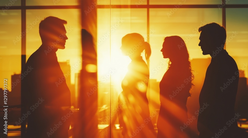 Silhouettes of Business People Against a Sunset Silhouettes of Business People Against a Sunset