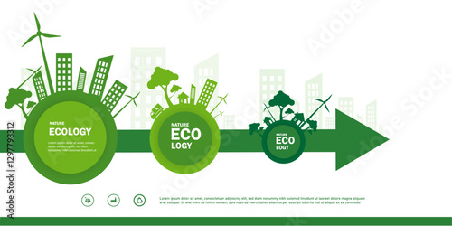 ecology concept of green life with natural environment city, tree, renewable energy sustainability, recycling economy, concept