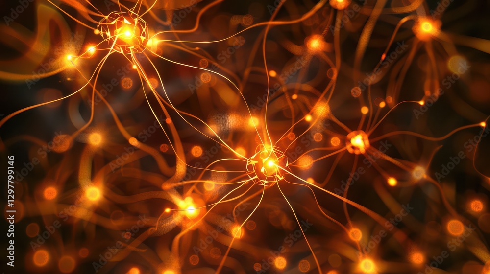 Fototapeta premium AI neural network with glowing brain connections.