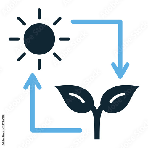 photosynthesis icon vector symbolizing plant growth, oxygen production, and natural energy conversion. Perfect for biology, environment, sustainability, and green energy