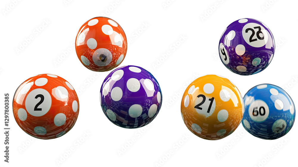 Lucky Numbers: A colorful collection of numbered bingo balls, showcasing a variety of vibrant colors and clear, bold numerals. Lucky Numbers: A colorful collection of numbered bingo balls, showcasing a variety of vibrant colors and clear, bold numerals.