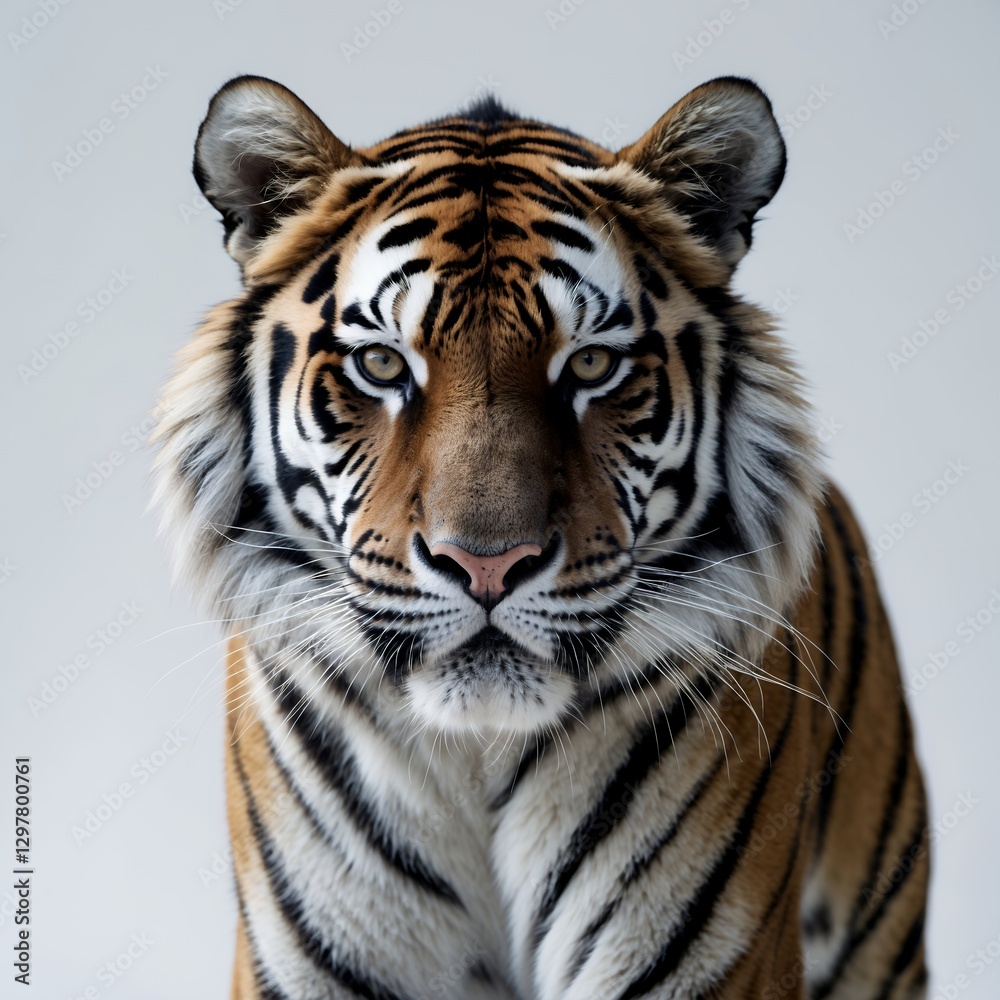 Fototapeta premium High-resolution, expertly lit, and sharply focused professional photograph of a majestic tiger, majestically posing in a powerful yet calm stance