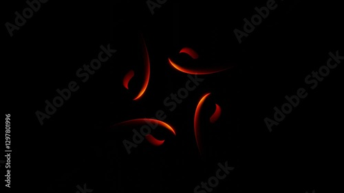 Spinning Orange Neon Abstract Design with Geometric Flow and Dynamic Movement in 3D Animation Loop Animation