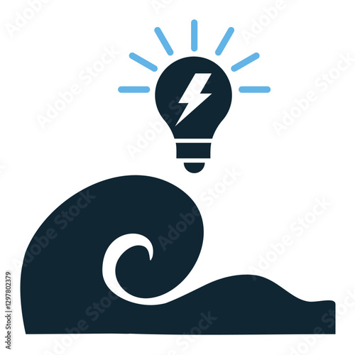 wave ocean power icon vector symbolizing renewable energy, sustainability, and marine force. Perfect for eco-friendly, clean energy, and environmental themes