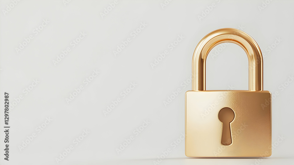 Golden Padlock with Keyhole on Minimalist Background for Security Golden Padlock with Keyhole on Minimalist Background for Security