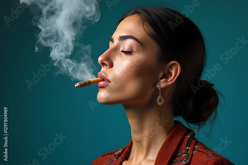 Obraz na płótnie Women aged 25-30 years who smoke will have premature facial deterioration. ,No smoking day w salonie