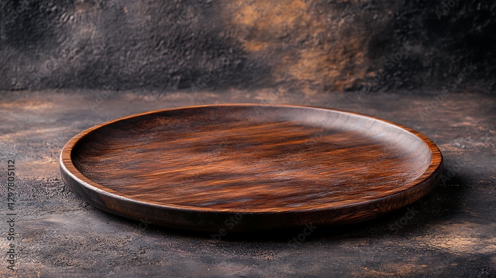 Fototapeta premium a wooden plate on a black surface