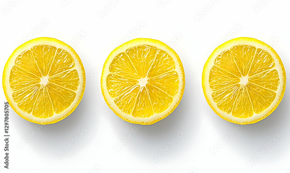 Fresh Lemon Slices on White Background for Culinary and Health Uses Fresh Lemon Slices on White Background for Culinary and Health Uses