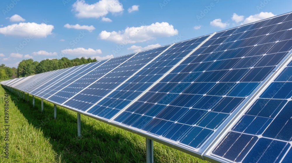 Solar panels in field, energy production, sunny day, clean energy, renewable resource (1) Solar panels in field, energy production, sunny day, clean energy, renewable resource (1)