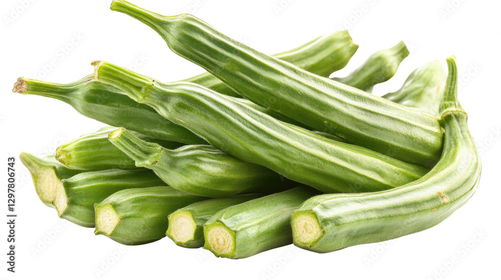 Okra Harvest: A vibrant pile of fresh okra pods, capturing the natural texture and inviting appeal of this popular vegetable Okra Harvest: A vibrant pile of fresh okra pods, capturing the natural texture and inviting appeal of this popular vegetable