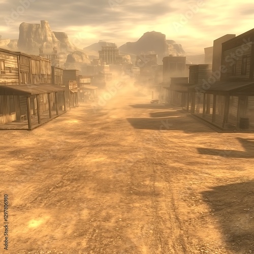Dusty Western Town Street Scene