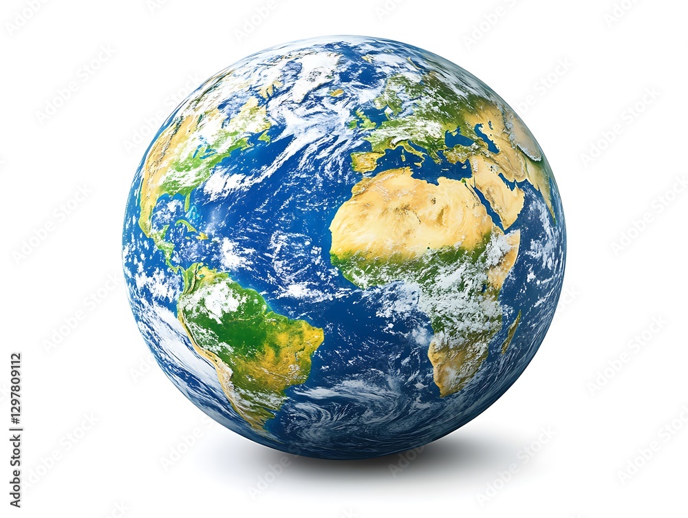 Obraz premium Earth globe, rotating, space, white background